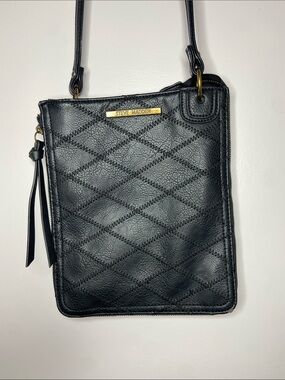 Steve Madden Black Quilted Leather Crossbody with Gold Accent